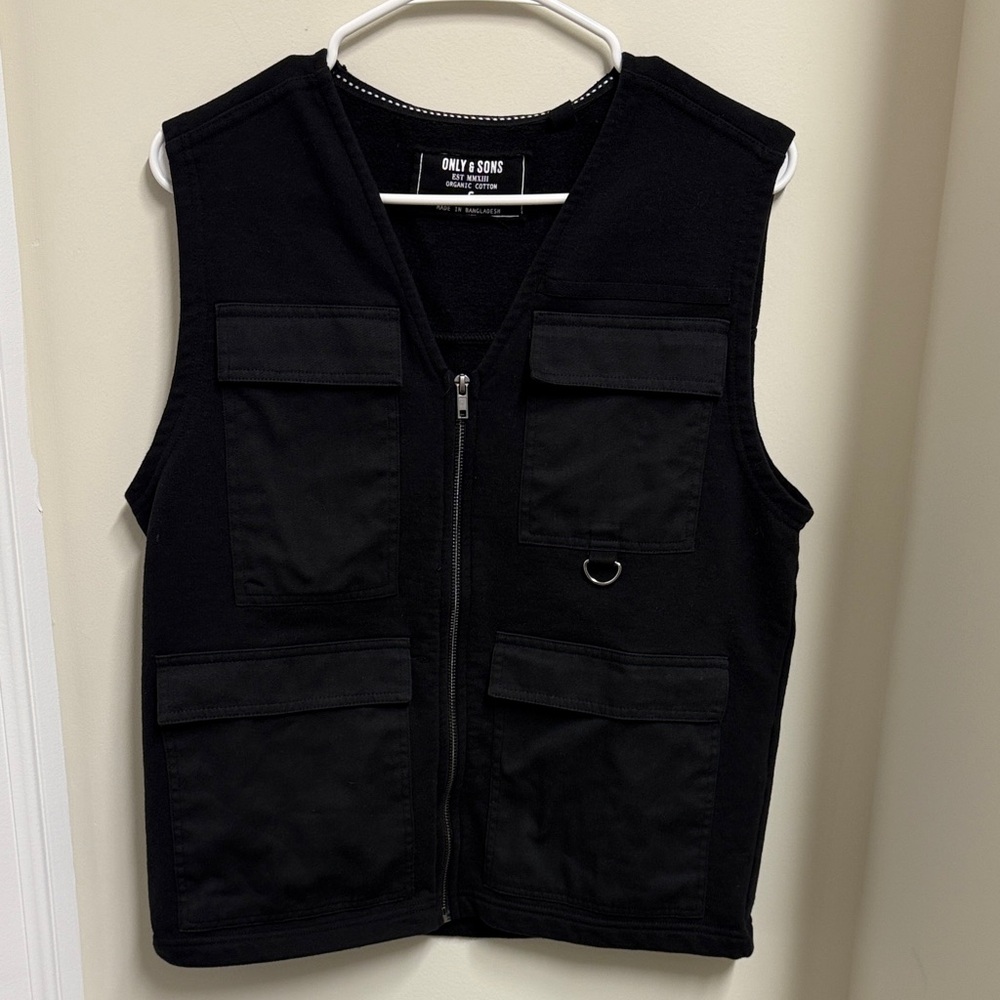 ONLY & SONS Black Multi-Pocket Vest